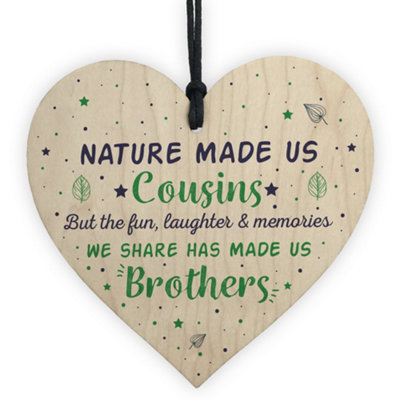 Ocean Cousins Brother Gifts Wooden Hanging Heart Chic Plaque Family Friendship Thank You Birthday Gift Red