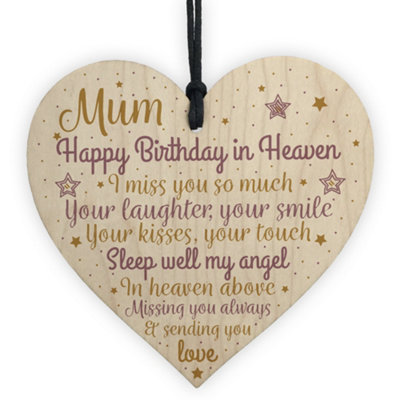 Red Ocean Mum Mother Mummy Memorial Birthday Plaque Wooden Heart Grave Side Tribute Rememberance Gift from B&Q