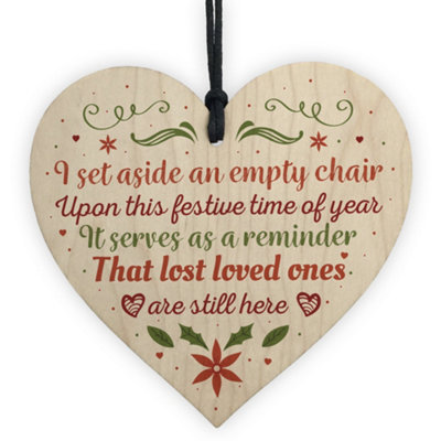 Red Ocean Handmade Wooden Heart Plaque Christmas Memorial Tree Bauble Gift For Mum Dad Friend Rememberance from B&Q