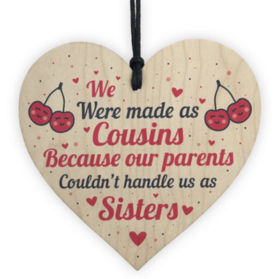 Red Ocean Funny Best Cousin Sister Gifts Wooden Heart Christmas Friendship Gift Birthday Plaque from B&Q