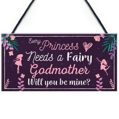 Red Ocean Be My Godmother Thank You Keepsake Christening Godparent Gifts Hanging Plaque Thank You Friendship Gifts from B&Q