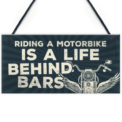 Red Ocean Motorbike Motorcycle Gift Hanging Plaque Birthday Gift For Dad Daddy Grandad Biker Garage Gift For Him from B&Q