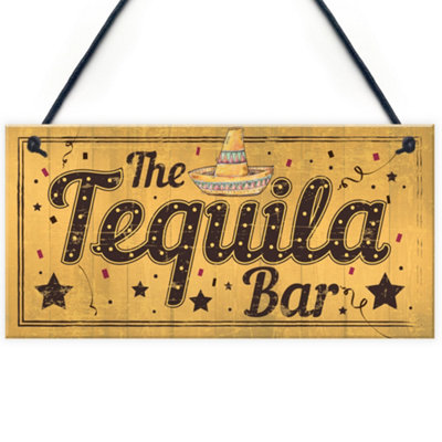 Red Ocean Shabby Chic The Tequila Bar Garden Home Bar Shed Pub Man Cave Plaque Friendship Gifts from B&Q