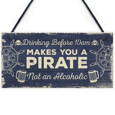 Red Ocean Funny Nautical Home Bar Pub Man Cave Shabby Chic Plaque Vodka Gin Gifts For Men from B&Q