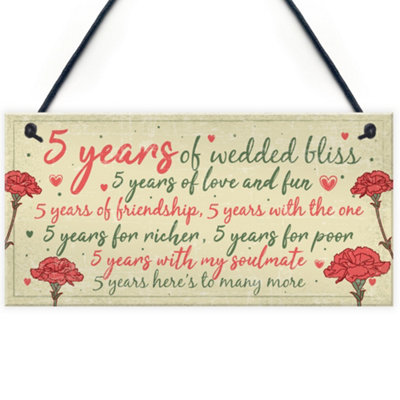 B&Q -  5Th Wedding Anniversary Card Gift For Husband Wife Five Year Anniversary Gift For Her
