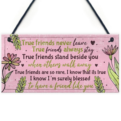 Red Ocean True Friend Friendship Quote Best Friend Hanging Chic Plaque Birthday Christmas Keepsake Thank You Gift from B&Q