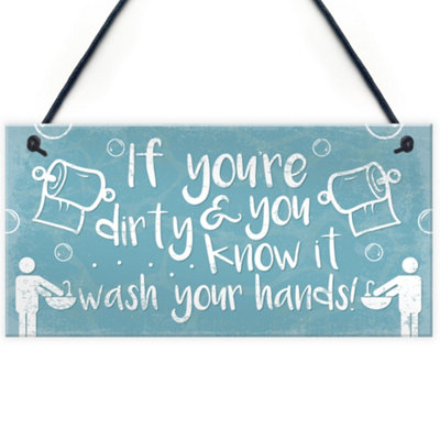 B&Q -  Nautical Wash Your Hands Quirky Bathroom Signs Funny Toilet Door Loo Wall Plaque Gift