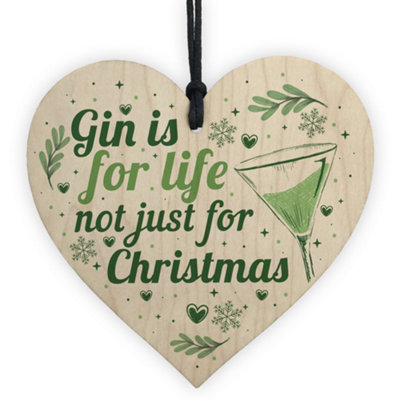 Red Ocean Funny Gin Novelty Christmas Gift Tree Bauble Decoration Wooden Hanging Heart Secret Santa Gifts from B&Q