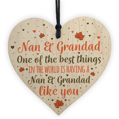 Red Ocean Nan Grandad Gifts Hanging Wooden Heart Sign Birthday Christmas Xmas Grandparent Gifts from B&Q
