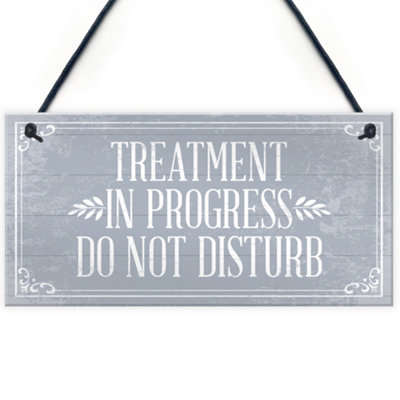 Red Ocean Treatment In Progress Do Not Disturb Hanging Wall Door Salon Sign Plaque Gift from B&Q