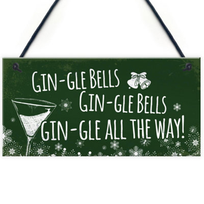 B&Q -  Funny Gin Sign Hanging Plaque Christmas Decoration Xmas Friendship Gift