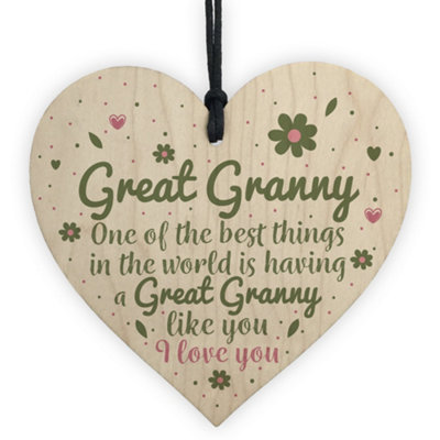 Red Ocean Great Granny Gift Wooden Heart Grandparent Birthday Gift For Her Gifts For Women