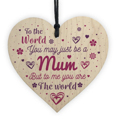 Red Ocean Mum Mummy Gift Handmade Wooden Hanging Heart Sign Gift For Mum Birthday Christmas from B&Q