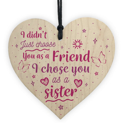 Red Ocean Special Friend Sister Gifts Wooden Heart Christmas Friendship Gift Birthday Plaque from B&Q