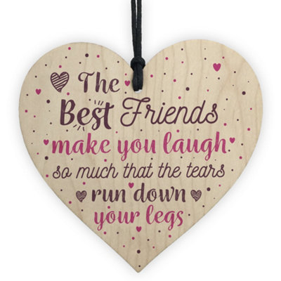 B&Q -  Funny Best Friend Gifts Shabby Chic Wood Heart Friendship Thank You Gift Birthday Plaque