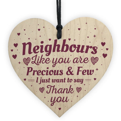 Red Ocean Neighbour Friendship Gift Handmade Wooden Hanging Heart Plaque Sign Thank You Gifts Keepsake from B&Q