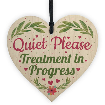 Red Ocean Quiet Please Treatment In Progress Do Not Disturb Hanging Heart Salon Door Sign Plaque from B&Q