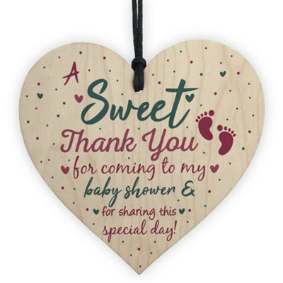 Red Ocean Baby Shower Thank You Wooden Heart Favour Tags Plaques Boy Girl Friendship Gift from B&Q