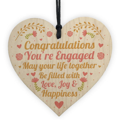 Red Ocean Wedding Engagement Couple Mr Mrs Friendship Gift Congratulations Wooden Hanging Heart Plaque Gift Keepsake from B&Q