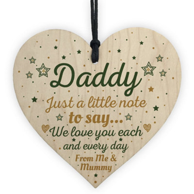 B&Q -  Gifts For Daddy Hanging Wooden Heart Fathers Day Gift For Him Daughter Son Thank You