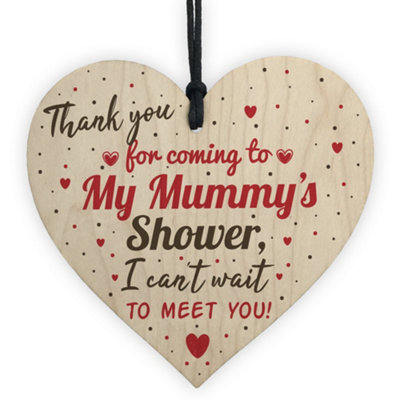 Red Ocean Thank You Gift For Baby Shower Wooden Heart Favour Tags Plaques Boy Girl Friendship From Bump Gift from B&Q