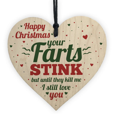 Red Ocean Funny Happy Christmas Gift Wooden Heart Boyfriend Girlfriend Mum Dad Sister Brother Gift from B&Q