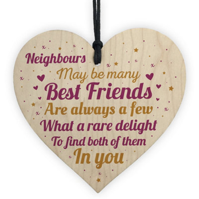 Red Ocean Neighbour Friendship Gift Handmade Wooden Heart Best Friend Plaque Sign Thank You Gifts from B&Q