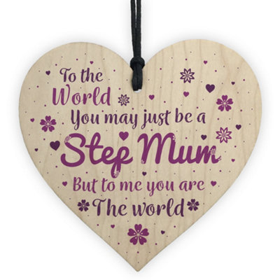 Red Ocean Step Mum Daughter Mum Mummy Wooden Heart Plaque Birthday Christmas Gifts For Women Thank You from B&Q
