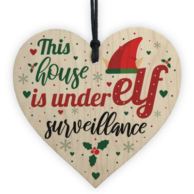 Red Ocean Funny Under Elf Surveillance Heart Home Decor Christmas Kids Decoration Accessories from B&Q