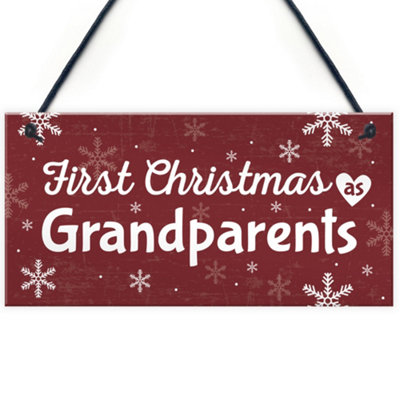 Red Ocean First 1St Christmas As Grandparents Plaque Xmas Gift For Nan Grandad Mum Dad from B&Q