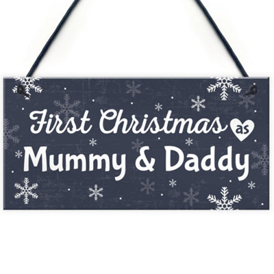Red Ocean First 1St Christmas As Mummy Daddy Plaque Baby Xmas Gift For Mum Dad Decoration from B&Q