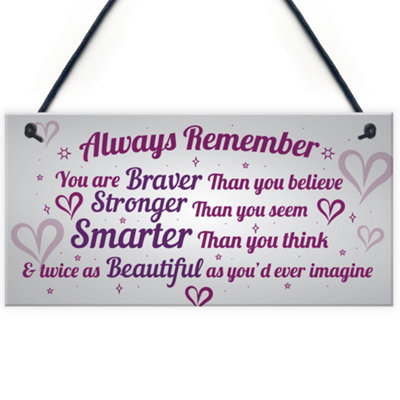 Red Ocean Stronger Inspirational Hanging Plaque Friendship Gifts Quote Heart Friend Love Sign from B&Q