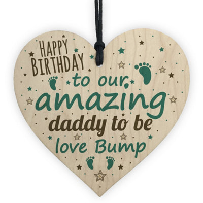 Red Ocean Happy Birthday Daddy To Be From Bump Wood Heart Dad Father Funny Card Baby Gift from B&Q