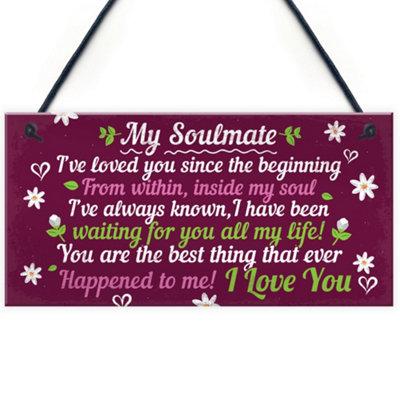 Red Ocean Soulmate Gifts For Him Her Plaque Hanging Sign Anniversary Gift Wife Husband Boy Girl Friend from B&Q