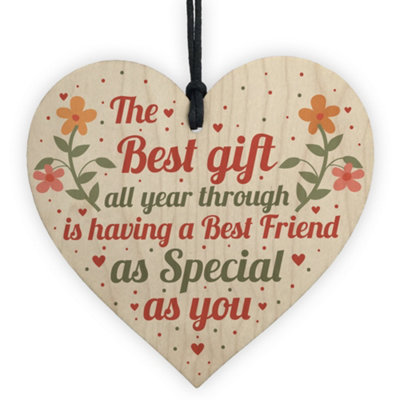 Red Ocean Best Friend Sister Friendship Plaque Thank You Gift Wooden Heart Keepsake Gift For Her Women from B&Q