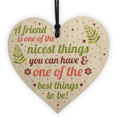 B&Q -  Thank You Gift Best Friend Friendship Wooden Heart Plaque Christmas Birthday Present Keepsake