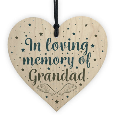 Red Ocean Grandad Memorial Plaques Wooden Heart Christmas Bauble Dad Gifts For Grandad Sign Keepsake from B&Q