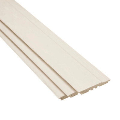 Timber Focus SertiWOOD Timber Focus Painted Cladding Tg Shiplap Oyster White Viking  (L) 2.4M (W) 146mm (T) 19mm Pack Of 126 Pieces (21 Bundles) from B&Q