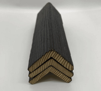 Timber Focus SertiWOOD Timber Focus Charred Brushed Austrian Larch L Corners Ebony (L) 4M (W) 42mm (T) 42mm Pack Of 4 Pieces from B&Q