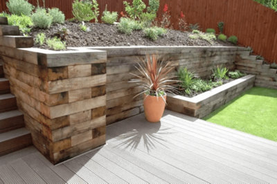 Timber Focus SertiWOOD Timber Focus Oak Sleepers 2 Pack (L) 2.4M (W) 200mm (T) 100mm 70% Pefc Certified from B&Q