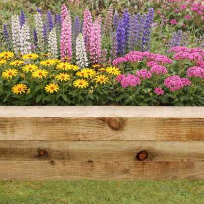 Timber Focus SertiWOOD Timber Focus Garden Rough-Sawn Edge Green Timber Sleeper (L)2.4M 100X200mm Pack Of Two from B&Q