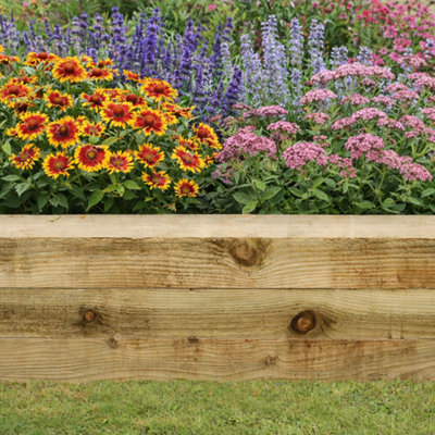 Timber Focus SertiWOOD Timber Focus Garden Rough-Sawn Edge Green Timber Sleeper (L)2.4M 100X200mm Bundle Of 4 from B&Q
