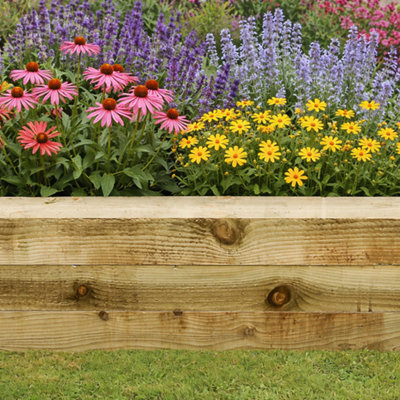 Timber Focus SertiWOOD Timber Focus Garden Rough-Sawn Edge Green Timber Sleeper (L)1.2M 100X200mm Pack Of Two from B&Q
