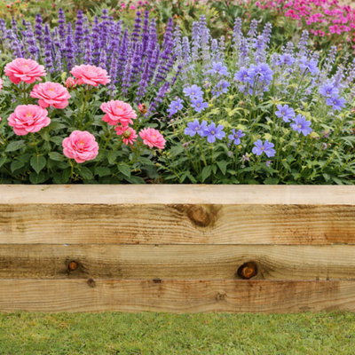 Timber Focus SertiWOOD Timber Focus Garden Rough-Sawn Edge Green Timber Sleeper (L)1.2M 100X200mm Pack Of  4 from B&Q