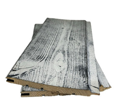 Timber Focus Sertiwood Rustic Smoke Internal Cladding Sample from B&Q