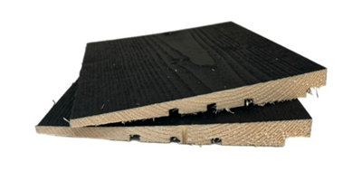 Timber Focus Sertiwood Black Painted Rebated Featheredge Sample from B&Q