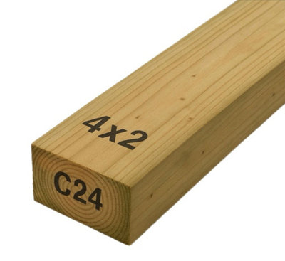 B&Q -  Timber Focus C24 4X2 47 X 100mm X 3.0M 5 Piece Bundle Structural Construction Treated Timber Joist Premium Planed Smooth