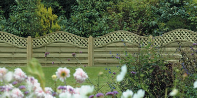 Timber Focus SertiWOOD Timber Focus Mayfair Omega Lattice Top Fence Panel 1.2M (H) 1.8M (W) 3 Panels from B&Q