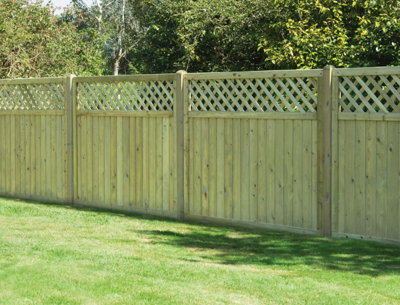 Timber Focus SertiWOOD Timber Focus Highgate Tongue & Groove Lattice Top Fence Panels 1.5M (H) 1.8M (W) 3 Panels from B&Q