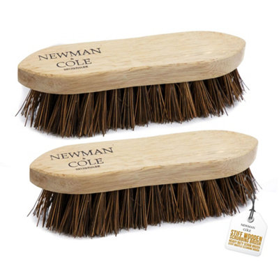 The Dustpan & Brush Store Wooden Scrubbing Brush Heavy Duty Hand Scrubber Pack Of 2 With Stiff Natural Bassine Bristles from B&Q